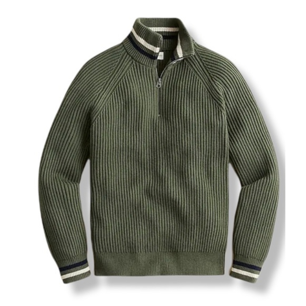 J Crew Factory Ribbed cotton half-zip sweater BC592